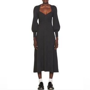 SANDRO Henriette Balloon Sleeve Knit Midi Dress
